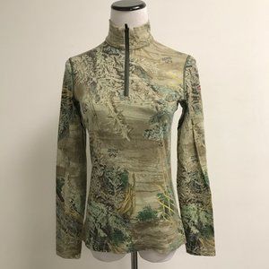 Icebreaker 200 green brown nature print quarter zip top realtree max1 M